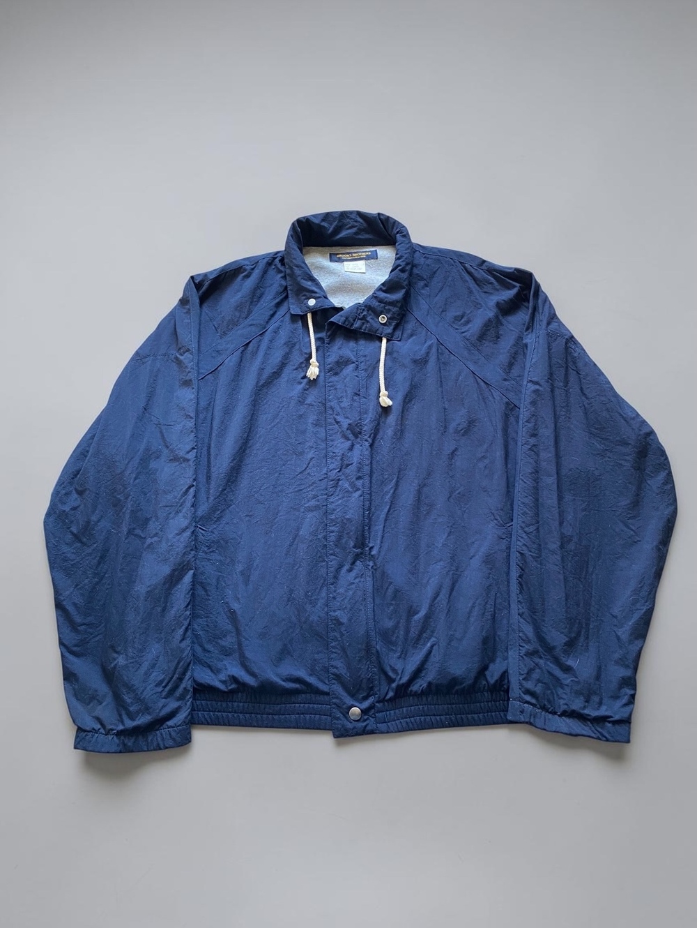 Brooks Brothers Mens Jacket L Vintage Windbreaker Navy Blue Cotton Shell Nylon